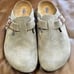 New Bïrkenstock Boston Clogs suede Slippers Taupe (Wide)