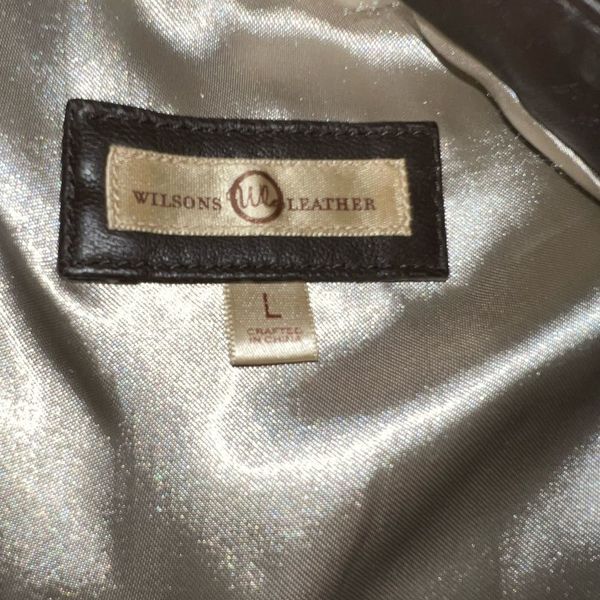 Wilson’s leather chocolate brown cropped jacket with cream stitching! high quality Euc!