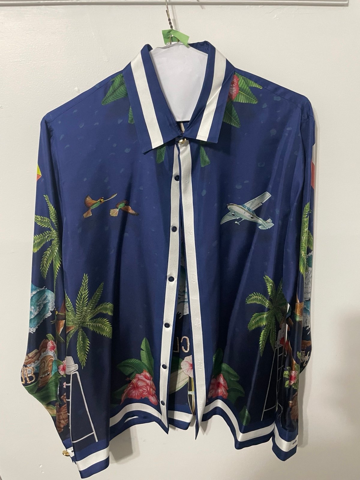 Casablanca Surf Club Printed LS Silk Shirt Men’s Size Large Multicolor