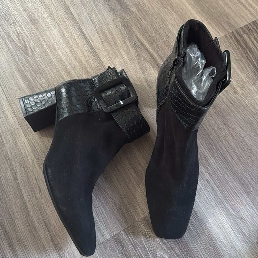 Ron White Cashmere Lined Lizard Ankle Boots Suede Booties 40 US 9.5