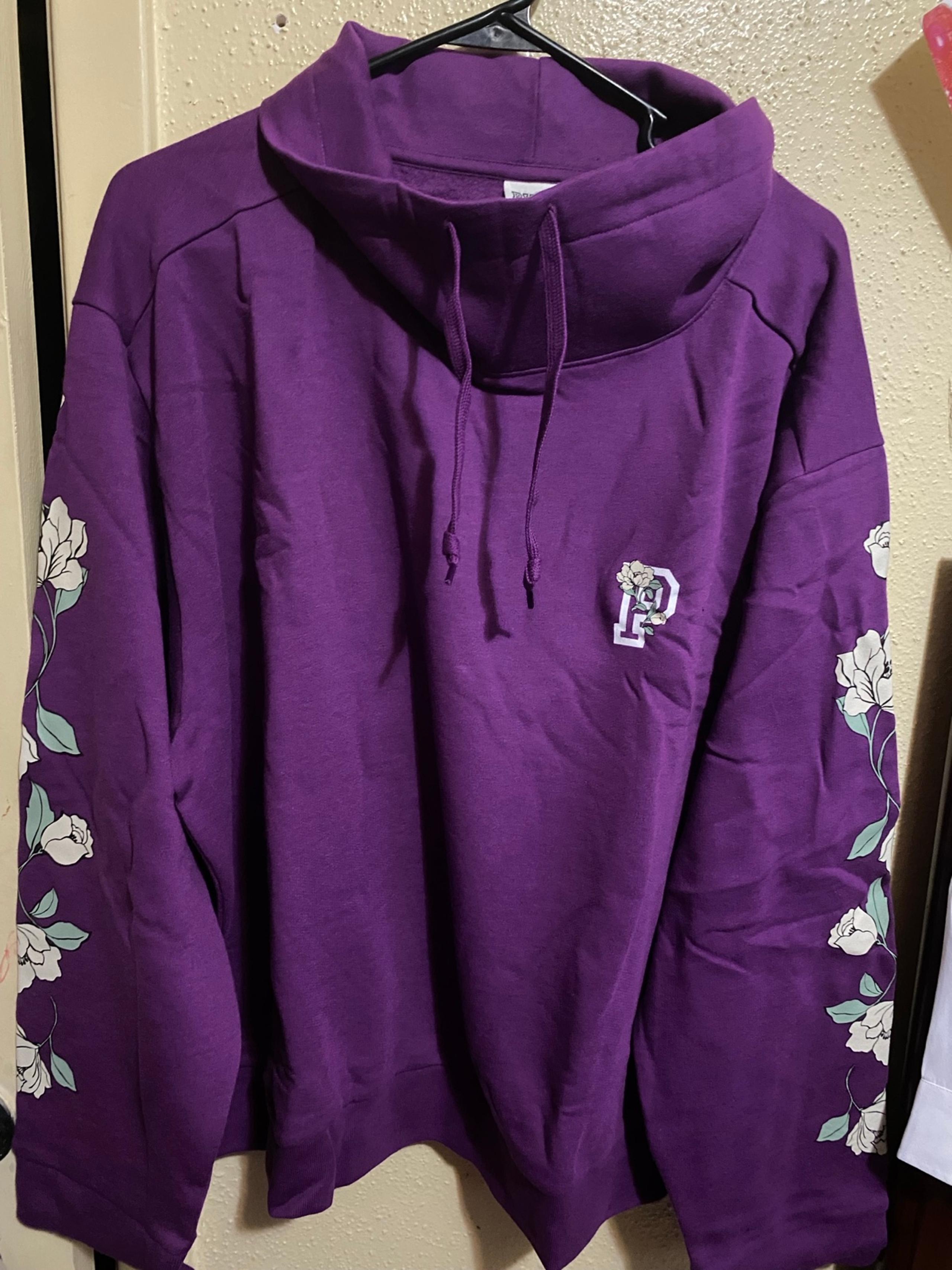 PINK Victoria's Secret Women's Purple Everyday Lounge Cowl Neck Hoodie