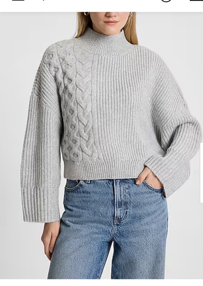 Express Sweater Oversized Silver Heather Gray Size L