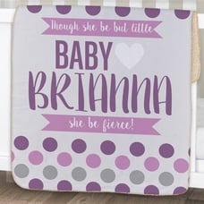 Personalized Heart Polka Dots Baby Sherpa Blanket