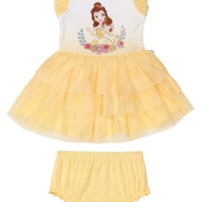 Disney Belle Flutter Tiered Dress With Bloomer -3-6 Months