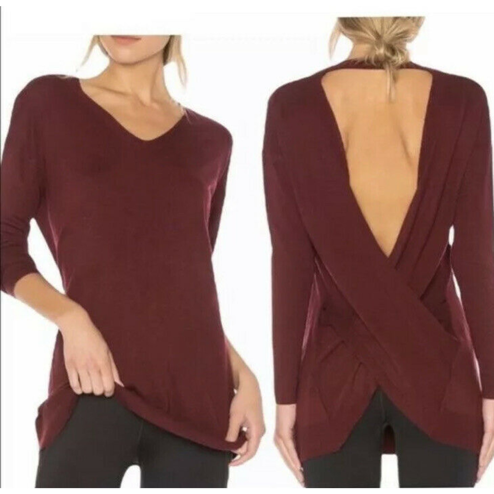 Revolve VIMMIA Burgundy Shavasana Reversible Sweater Size XL