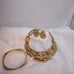 Vintage signed Napier gold-tone pierced earrings, bracelet and pendant