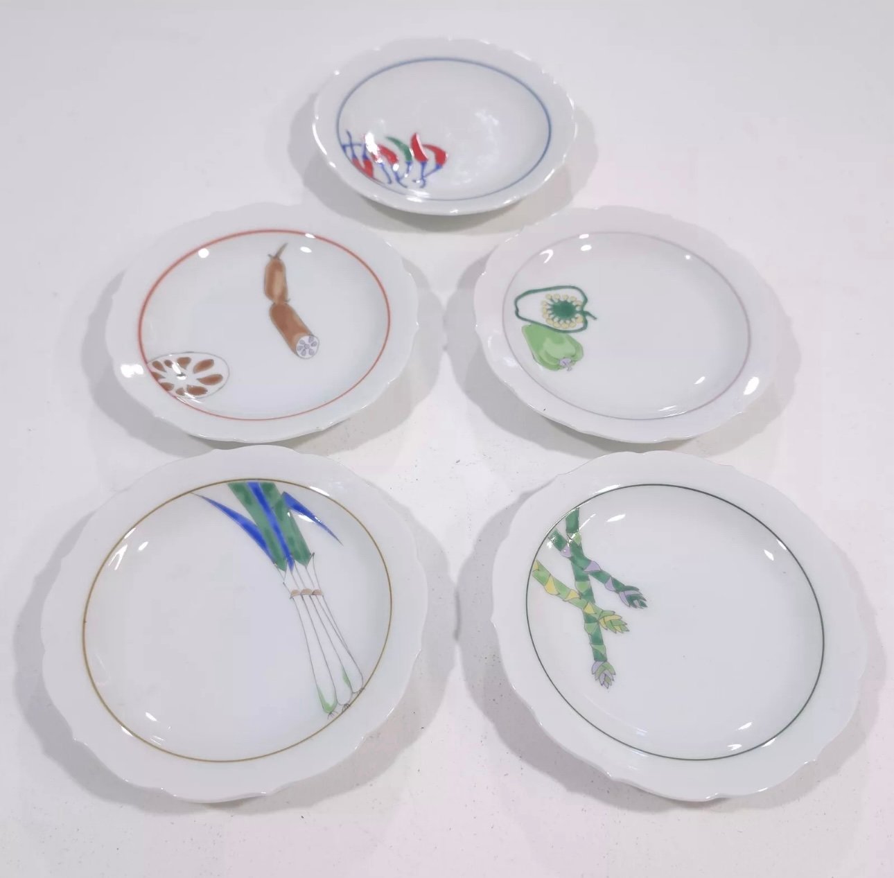5 Fukagawa Seiji Vegetable Pattern Small Plates