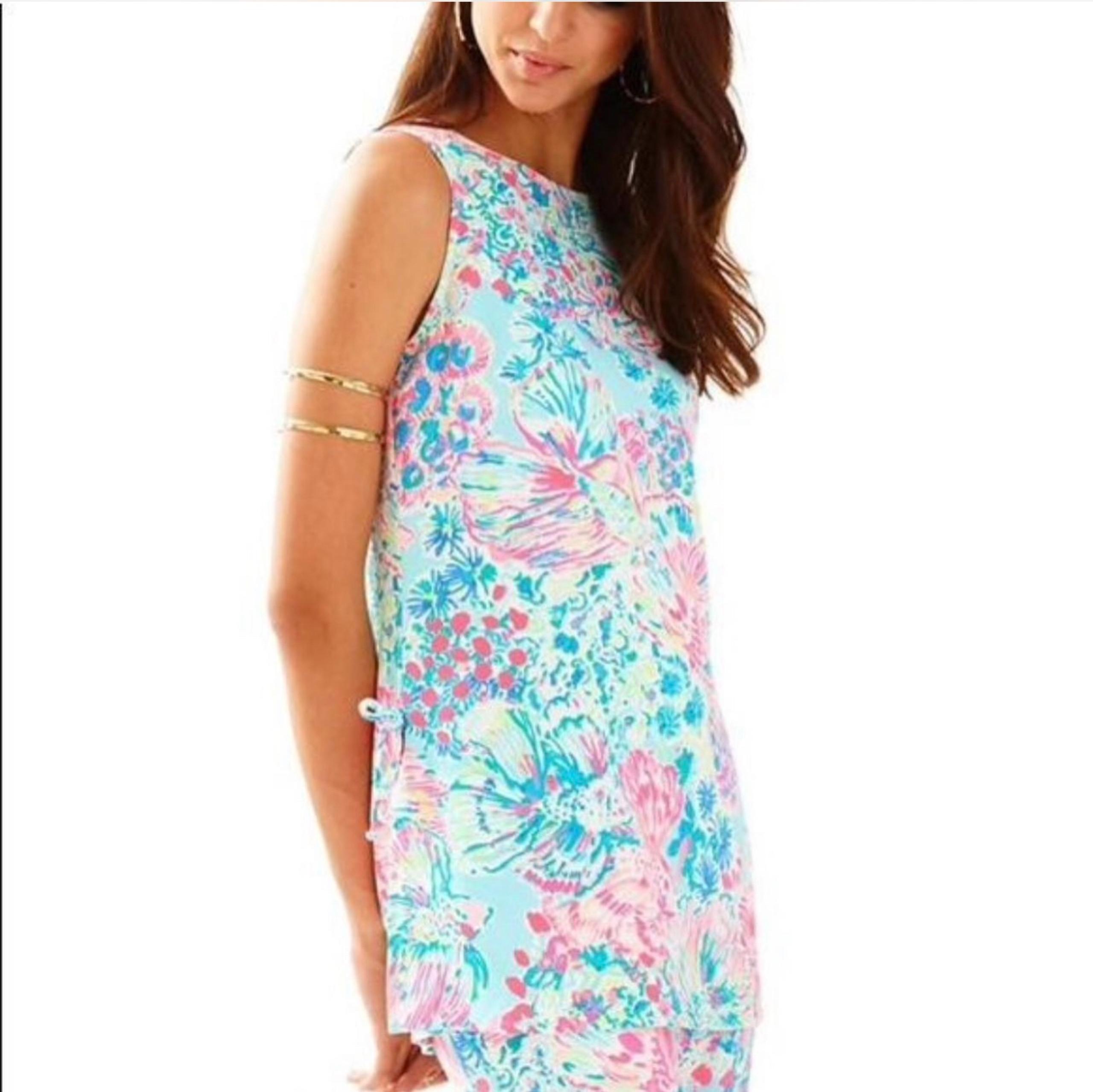 Lilly Pulitzer Donna Tunic Tank Top Sleeveless Size Small Serene Blue Womens