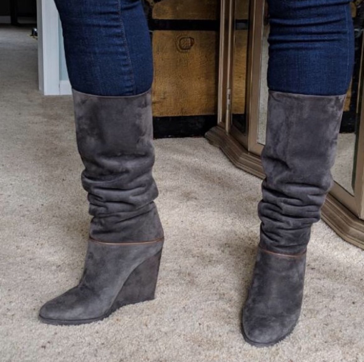 D&G Dolce and Gabbana suede slouchy boots