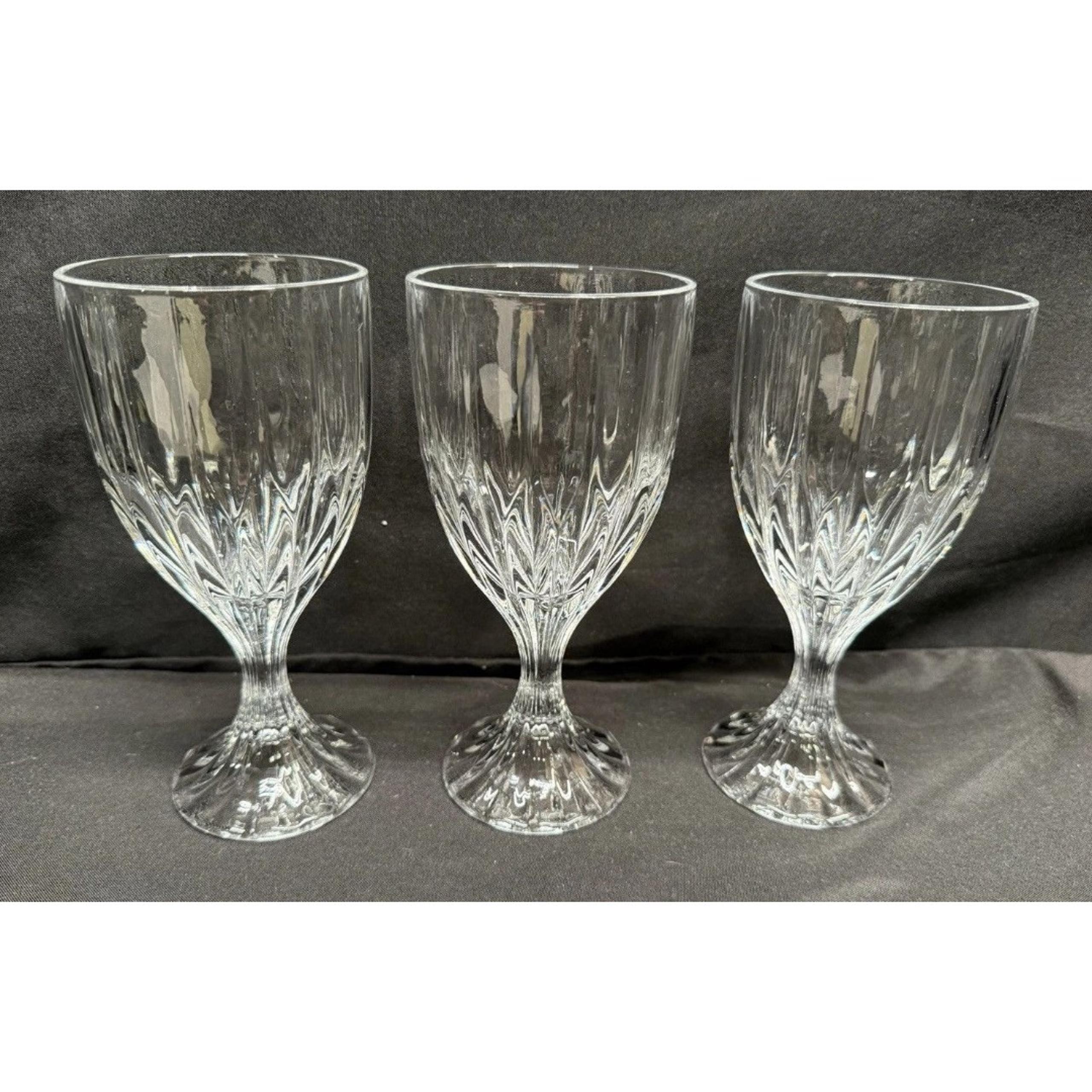 Set of 3 MIKASA park lane crystal clear glass water iced tea wine goblets 7.25”