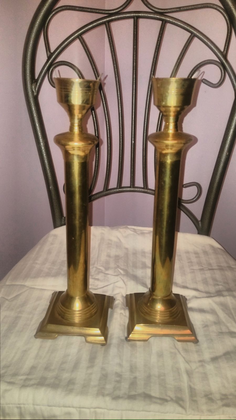 Neoclassic Style Bronze Candle Holders
