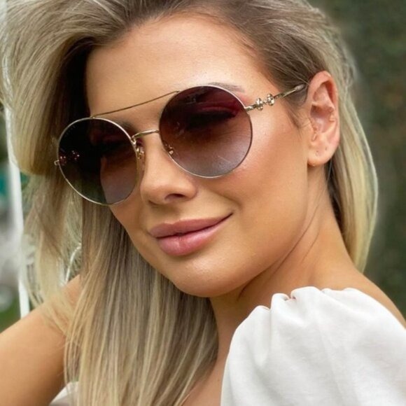 New Gucci GG0878S 004 Sunglasses - Gold Frame
