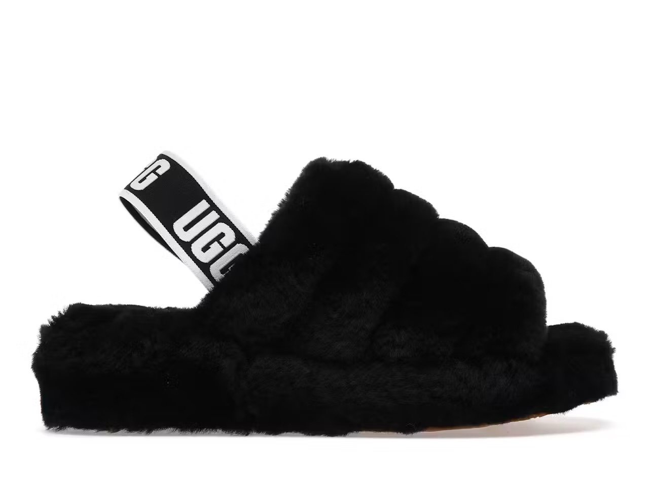 UGG Black Fluff Yeah Slide Sling Back Slipper Women’s 5 Casual Comfort