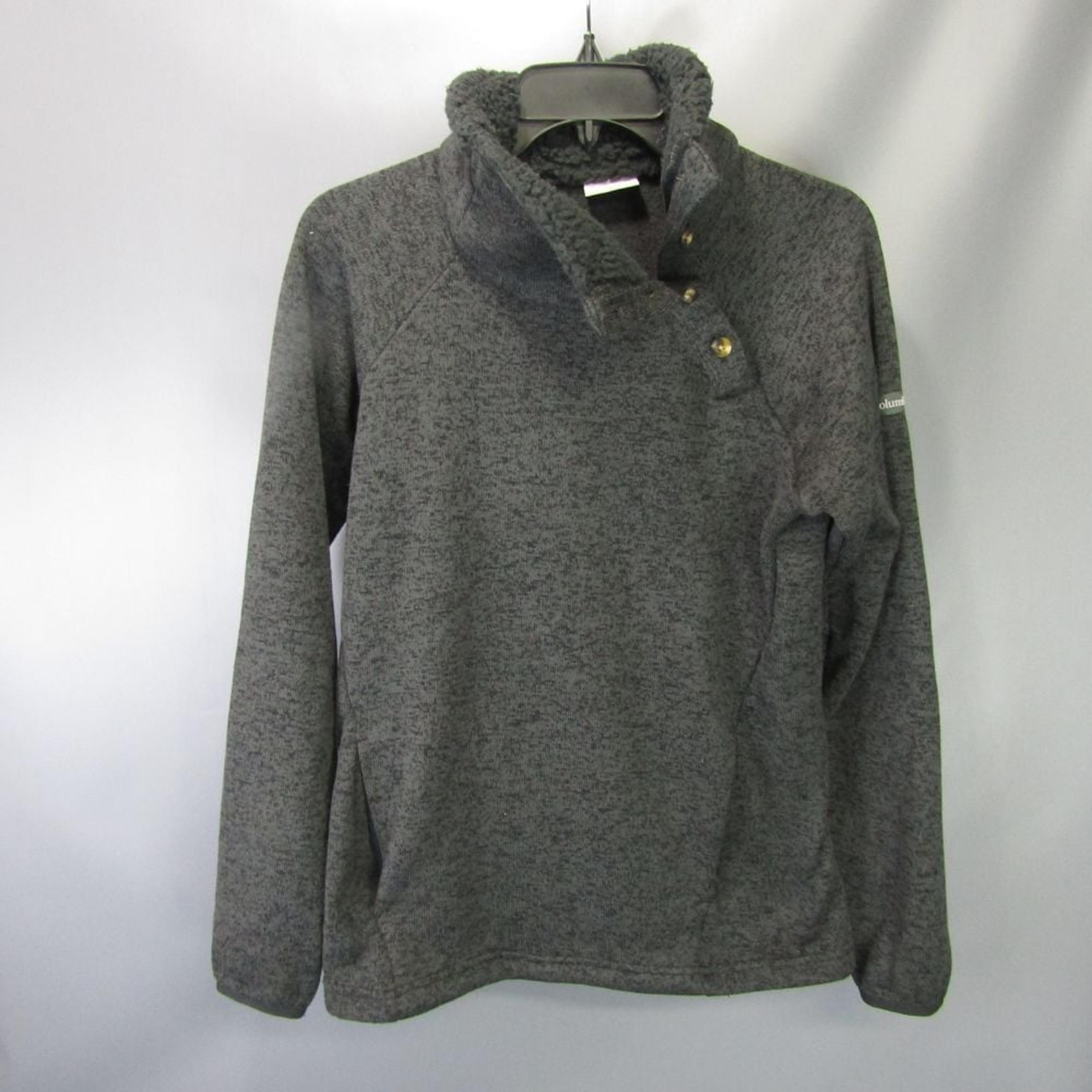 Columbia Sherpa Fleece Pullover Sweater Asymmetrical Button Neck Women's Medium