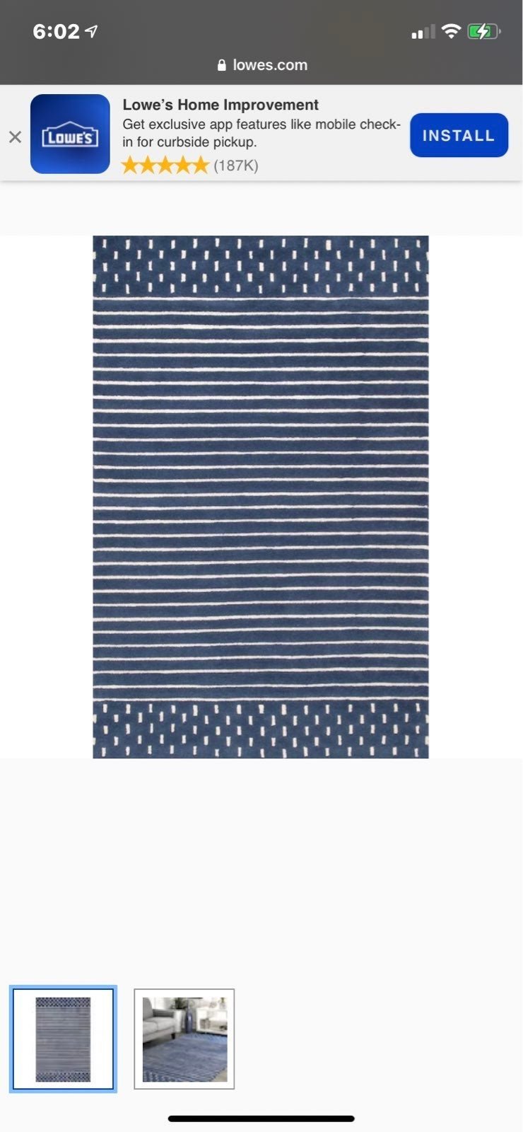nuLOOM 8 x 10 Navy Indoor Stripe Kids Handcrafted Area Rug