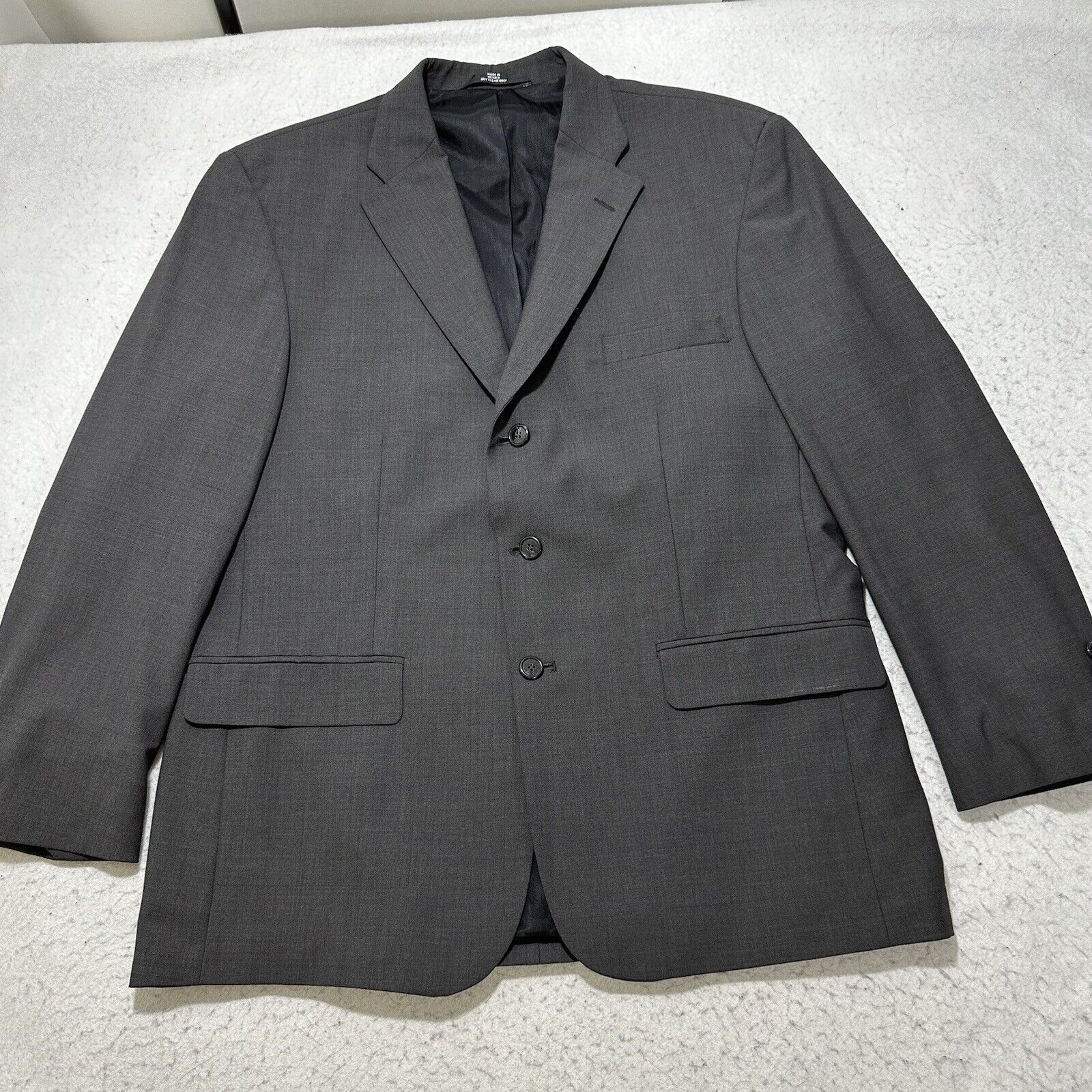 Haggar Black Label Men's 42 Short Worsted Wool Blend Suit Jacket Gray 42S