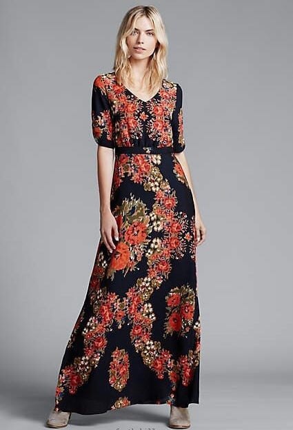 Anthropologie Paper Crown wreathed formal maxi dress size 0