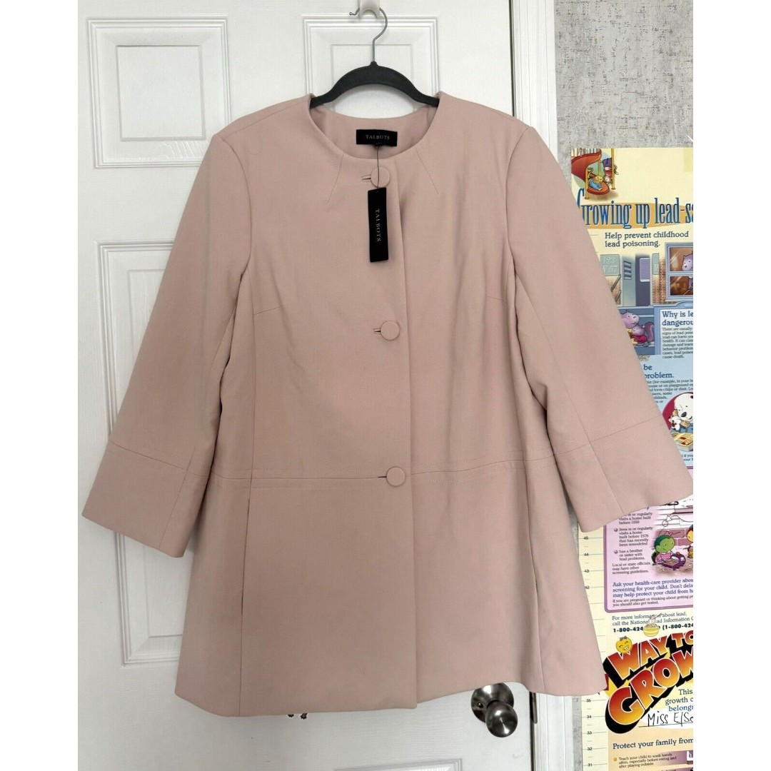 NWT Talbots Women’s Blazer Jacket Size 16 Dusty Pink Pastel with pockets