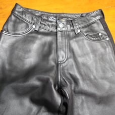 Vintage 90s authentic Harley Davidson pants black leather & stretch lycra inlay