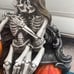 Skeleton Couple On Bench With Pumpkins