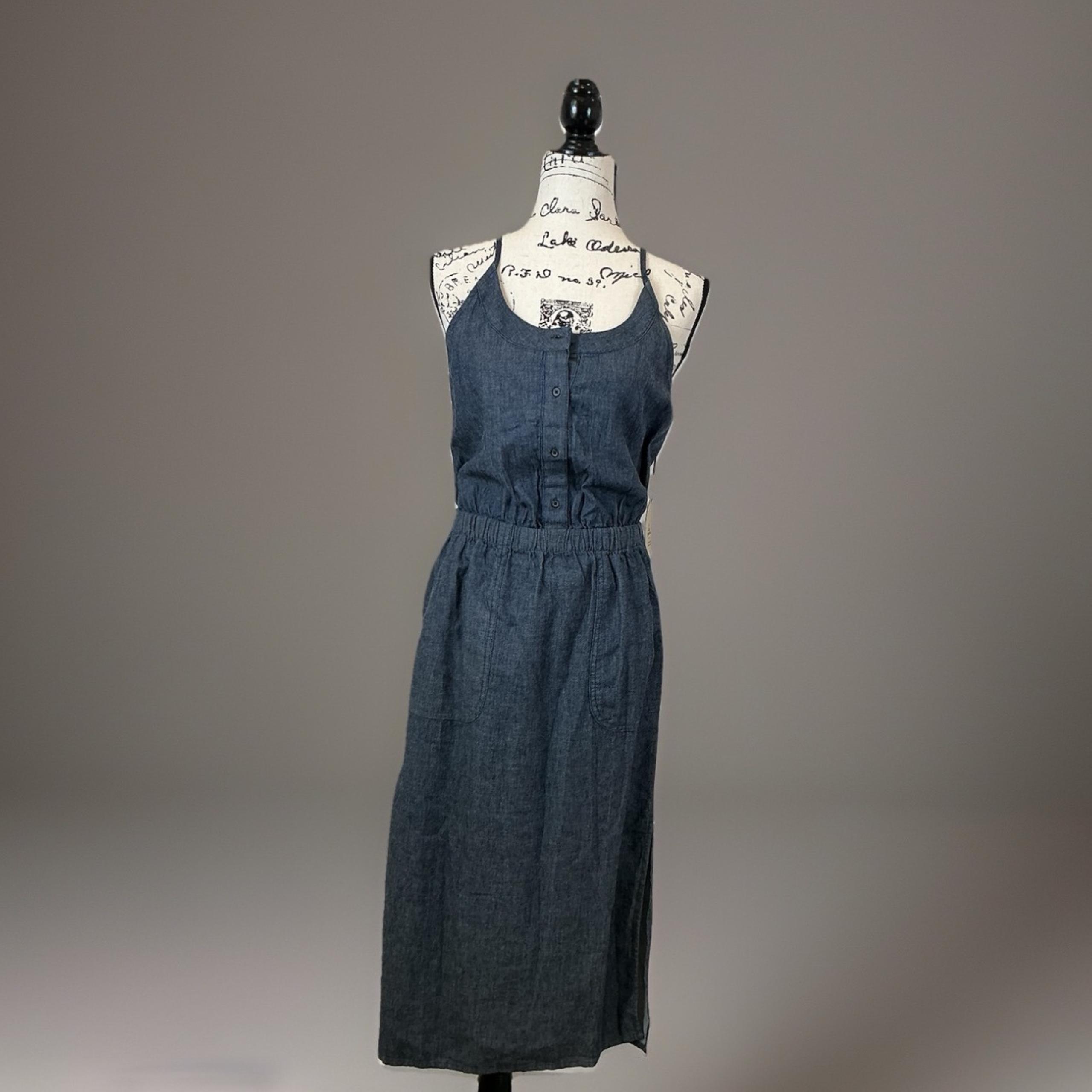 NWT Prana Sky Haven Dress Organic Cotton Lightweight Denim Blue XS
