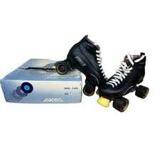 Pacer Mens Sz 9 Formula Speed Roller Skates Quad Cruiser Black Fury GTS Wheels