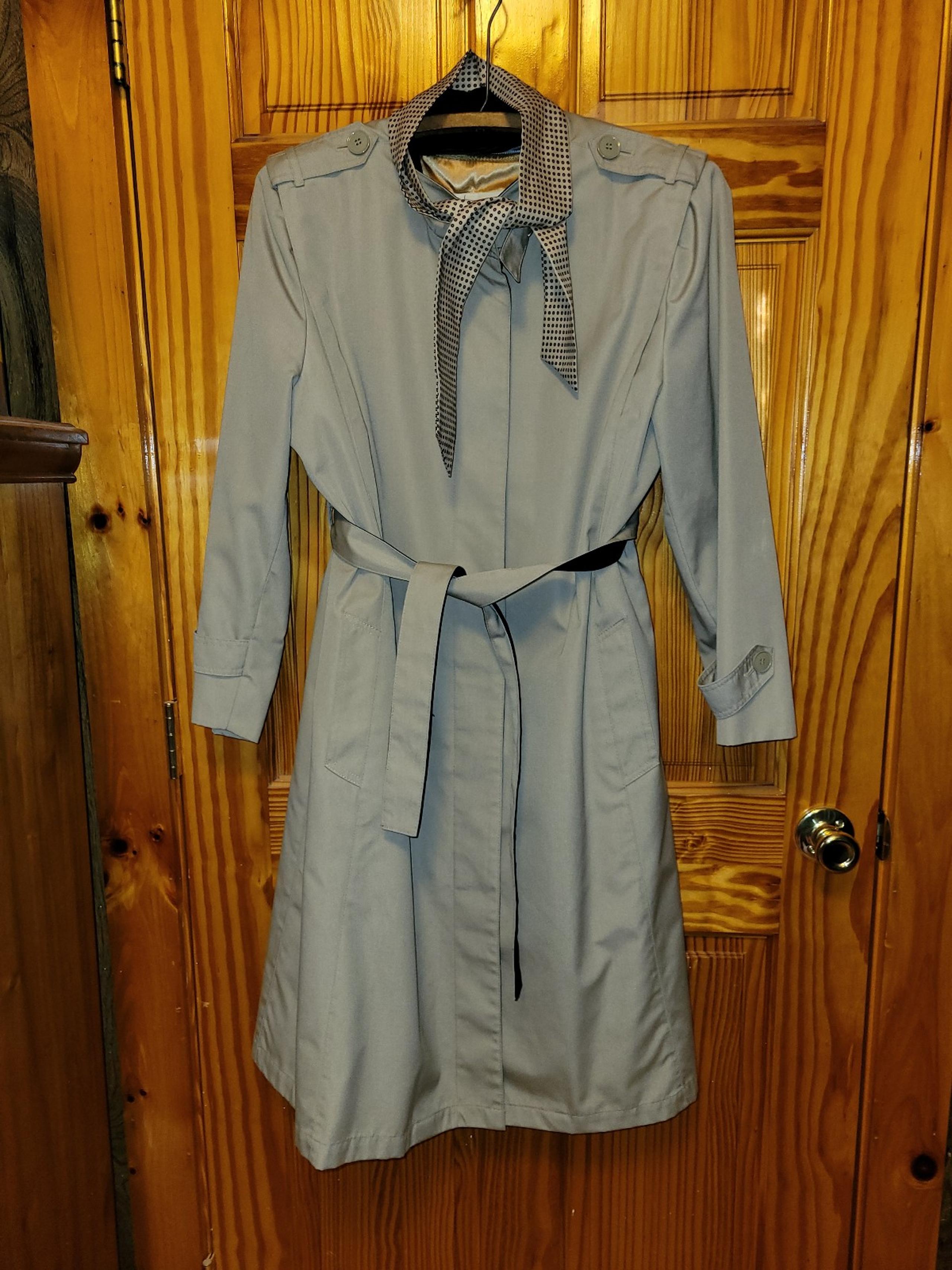 Misty Harbor Womens Trench Coat Jacket Wool Lining, Hooded, Beige Khaki Size 16P