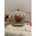 Vintage Sadler England Cube Teapot #2097 Rose Flowers Gold Trim