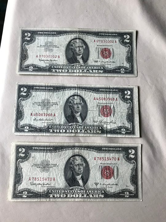 Lot (3) 1953, 1953 C & 1963 Series - 2 RED SEAL NOTES