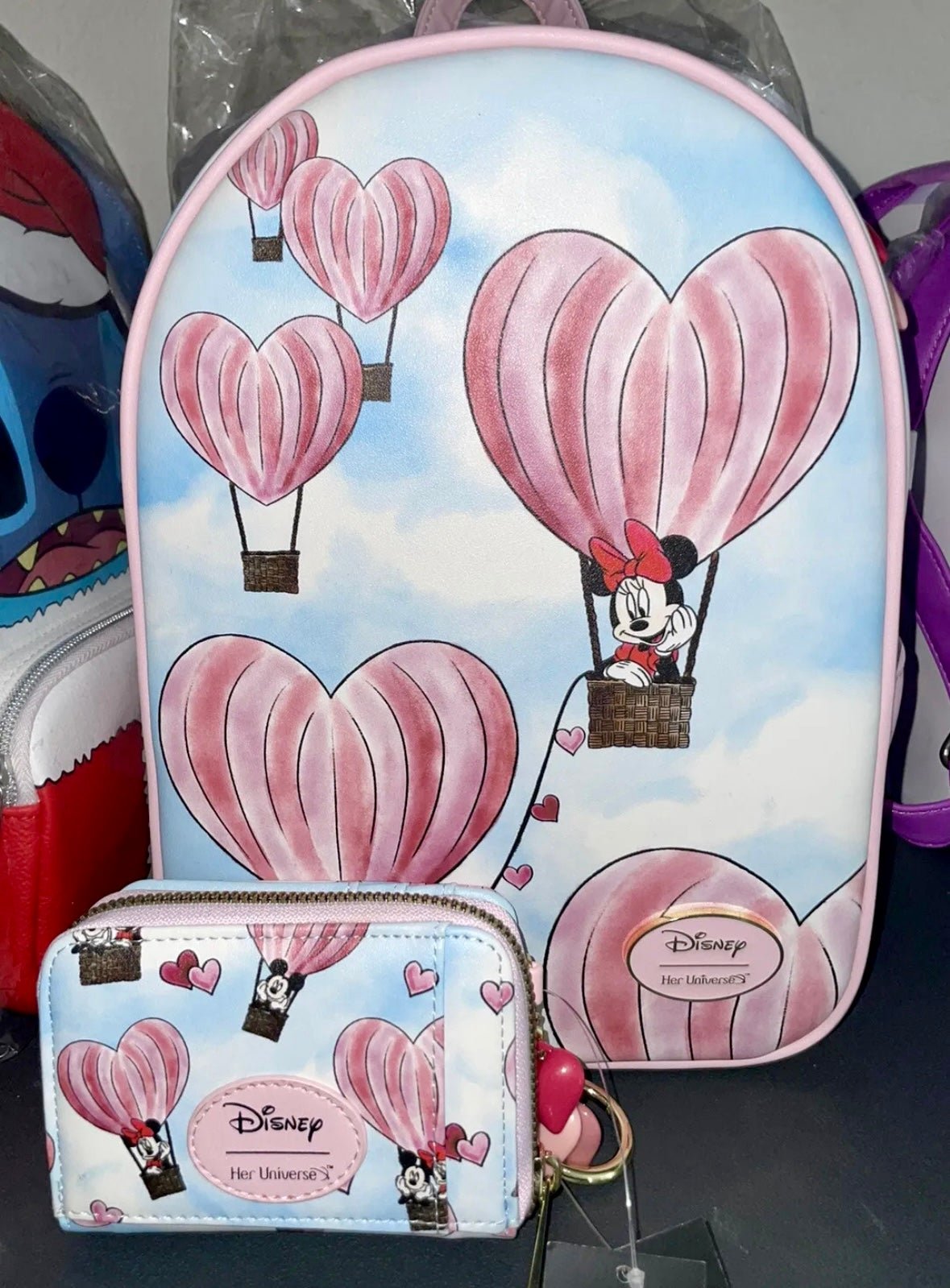 Valentines Airballon Mickey and Minnie BackPack and Wallet