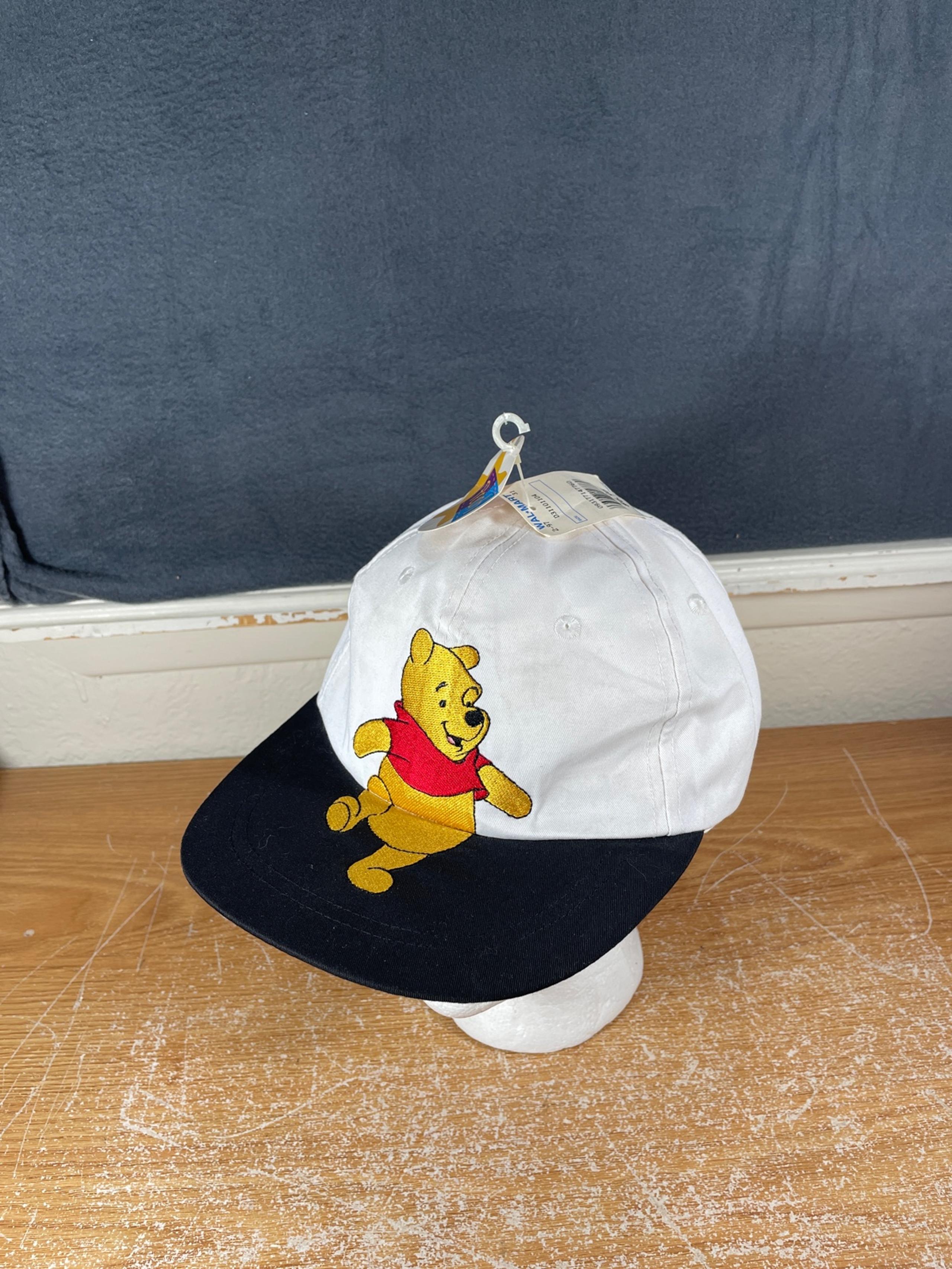 Vintage VTG Disney Pooh White Hat Elastic Strap Winnie The Pooh Character