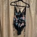 INC International Concepts Black Tropical Lace Chiffon Floral Lingerie Bodysuit,