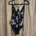 INC International Concepts Black Tropical Lace Chiffon Floral Lingerie Bodysuit,