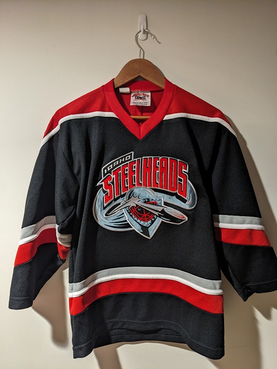 Vintage Idaho Steelheads ECHL Black Youth Small Hockey Jersey