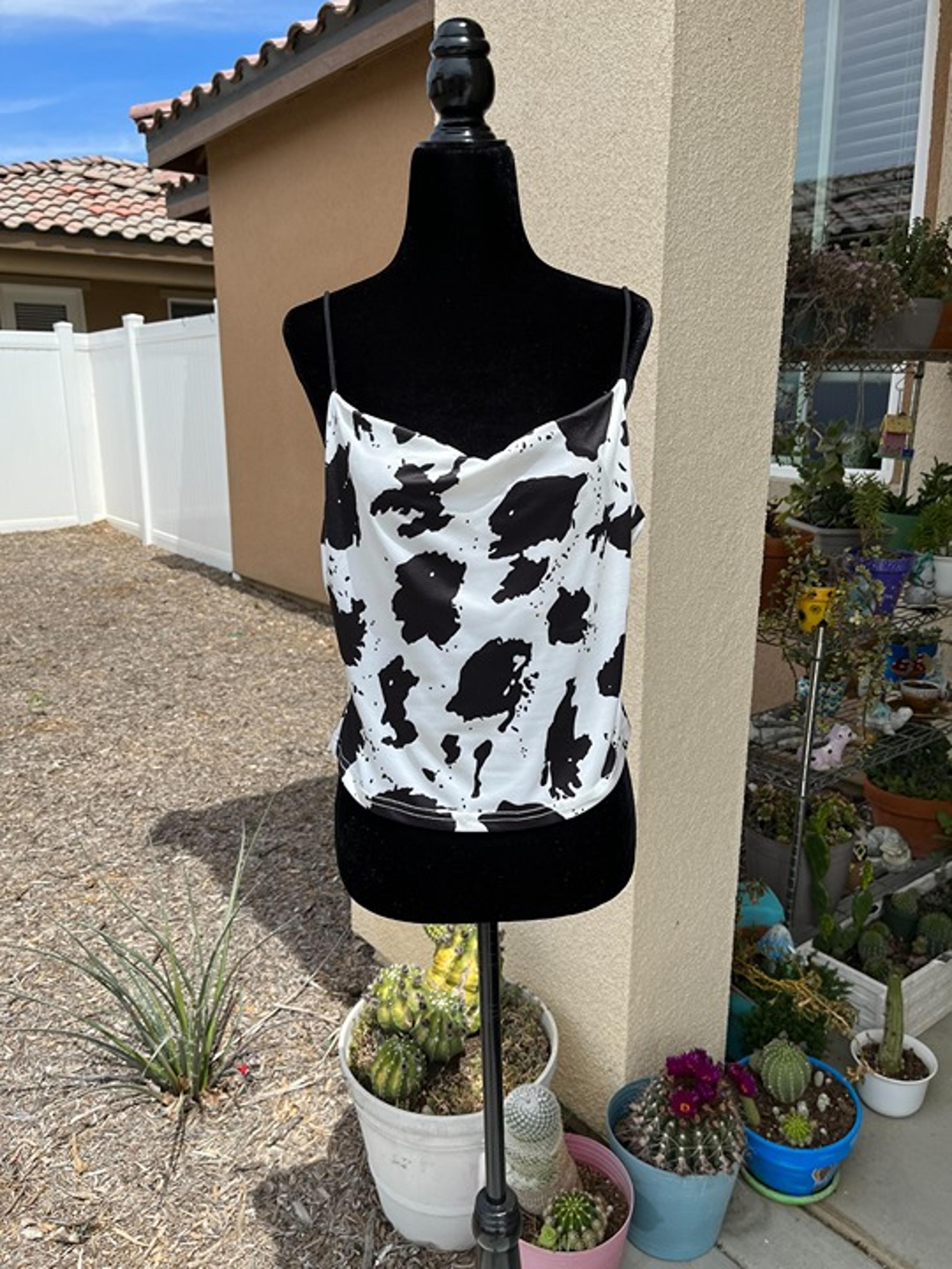 Shein Cow Print Camisole Crop Top Women Size Large