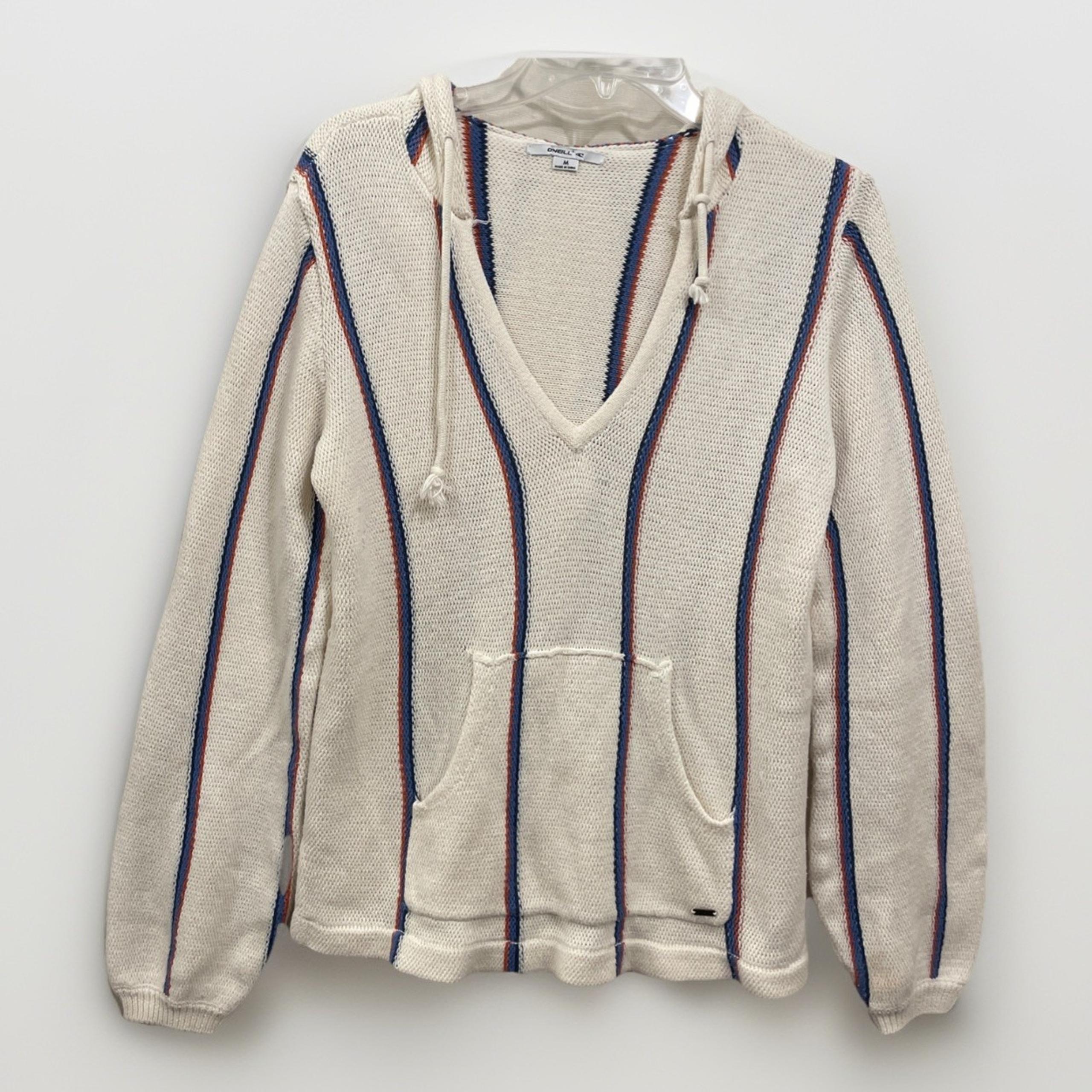 O'Neill Women's Size Medium Long Sleeve Striped Hooded Campfire Knit Sweater