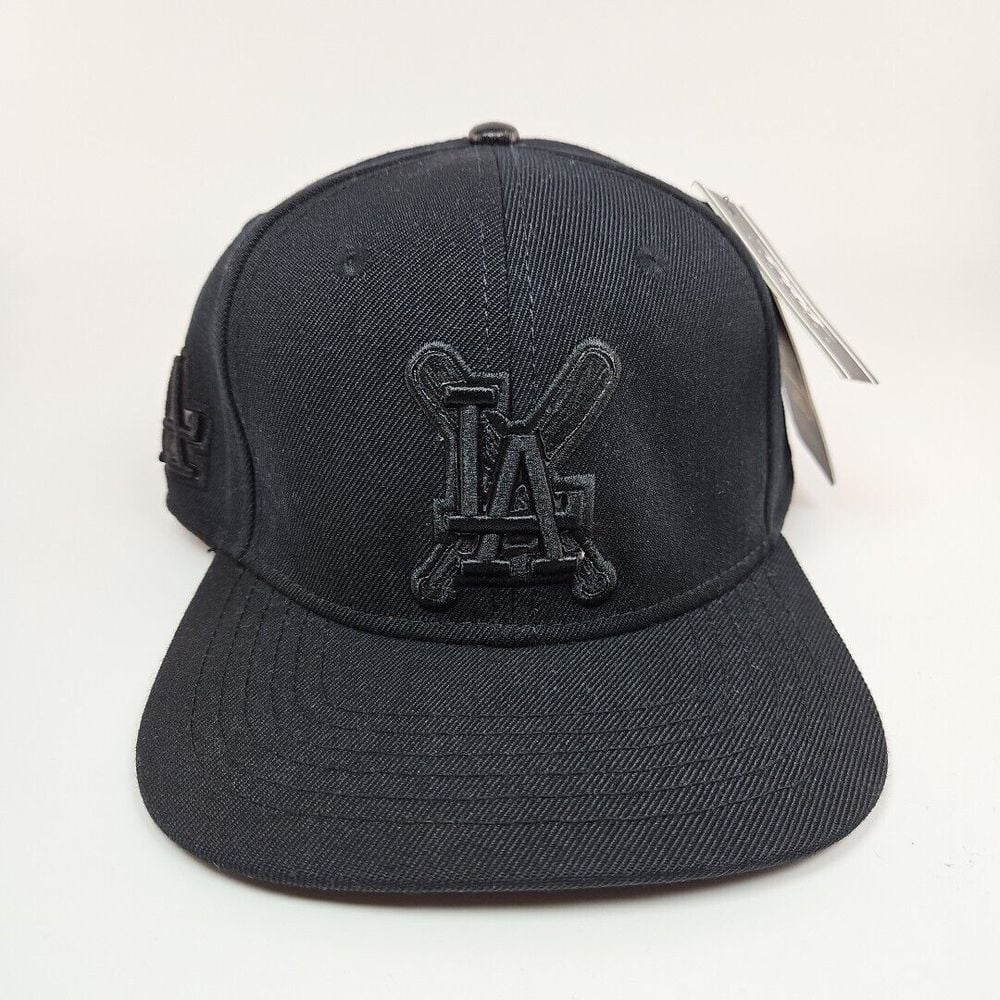 Los Angeles Dodgers Logo Patch Snapback Hat Cap Pro Standard Black Out New