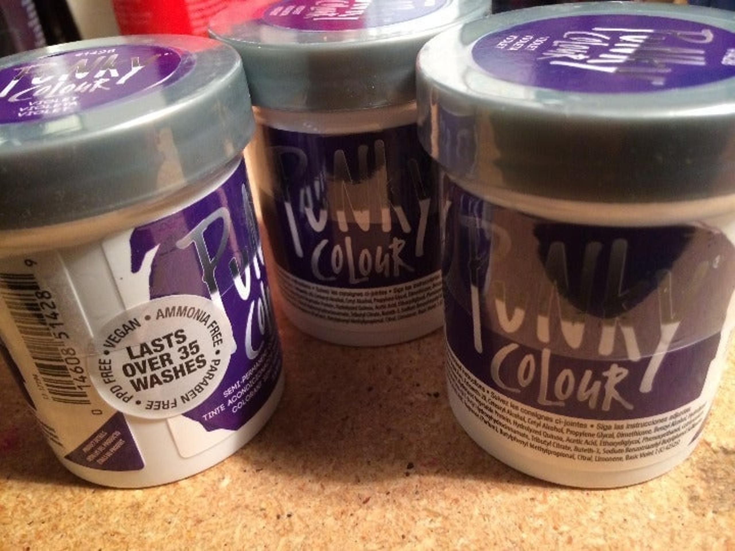 3 Factory Sealed Jars of Punky Violet Semi Permanent Hair Color