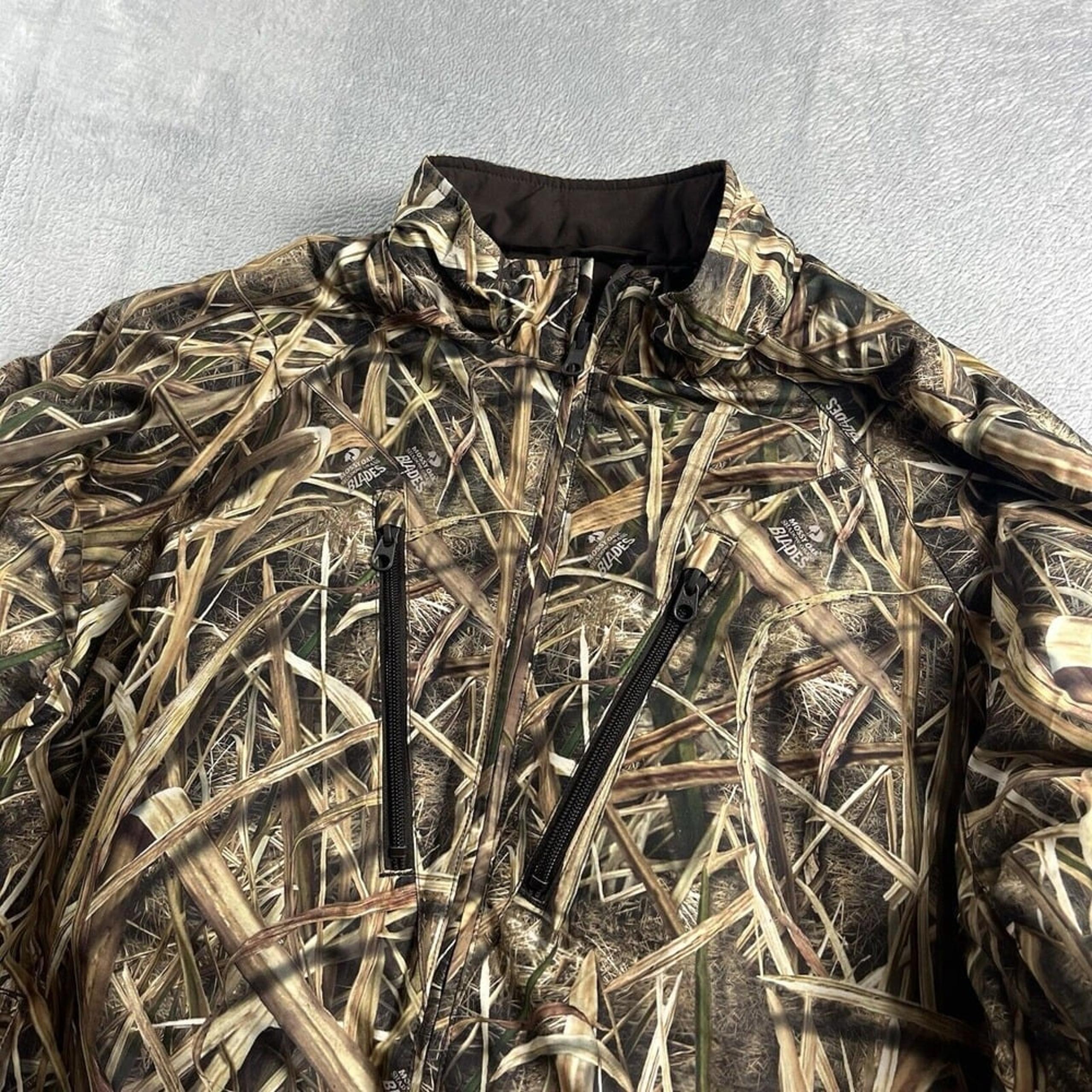 Cabelas Camo Jacket Mossy Oak Shadow Grass Blades Duck Hunting Coat Mens XL
