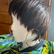 Geometric cut human hair wig