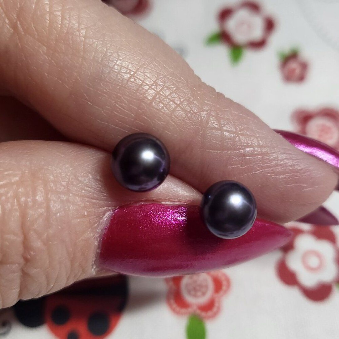 Tahitian Fresh Water Round Pearl Sterling Silver Ball Studs