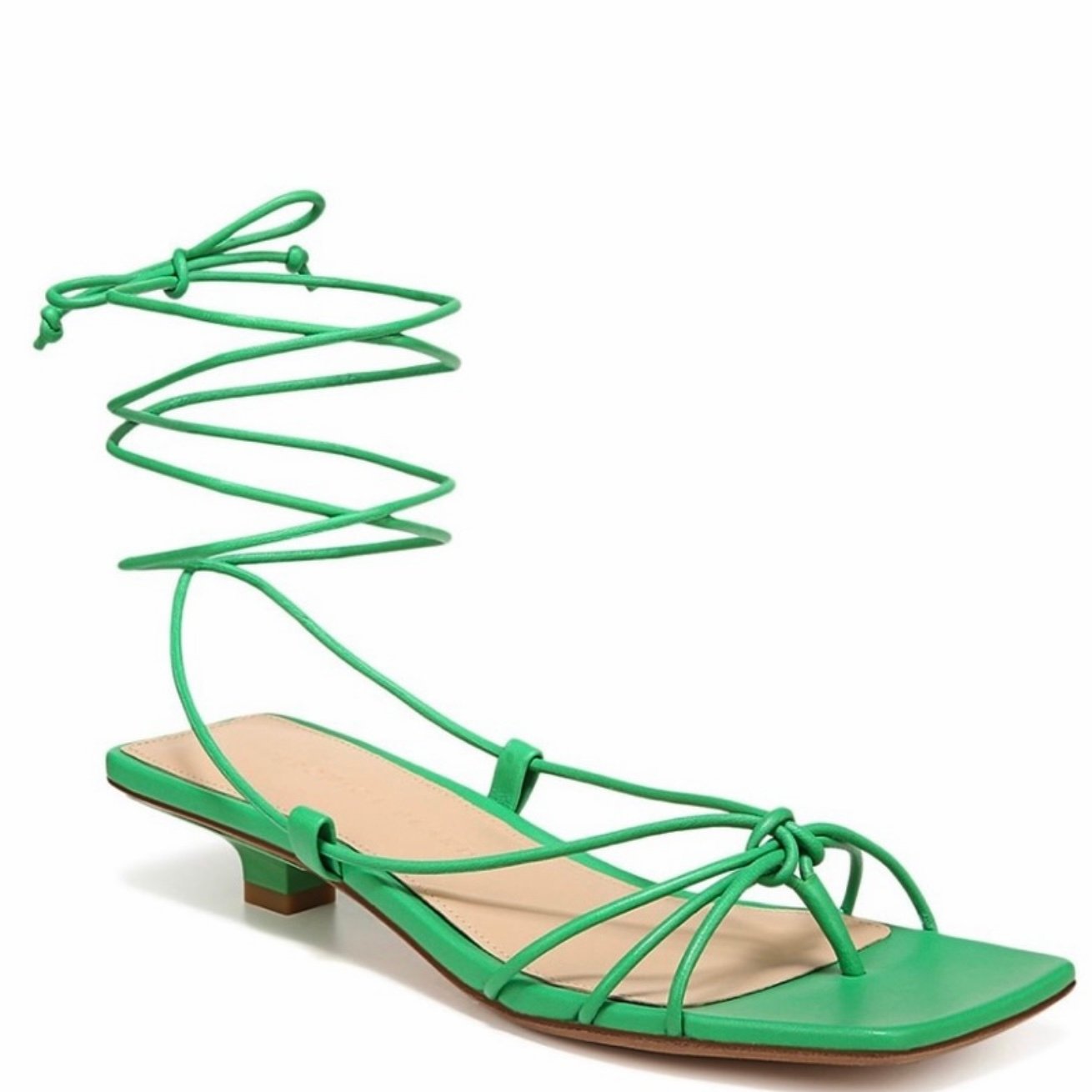 295 VERONICA BEARD GREEN LEATHER STRAPPY SANDALS