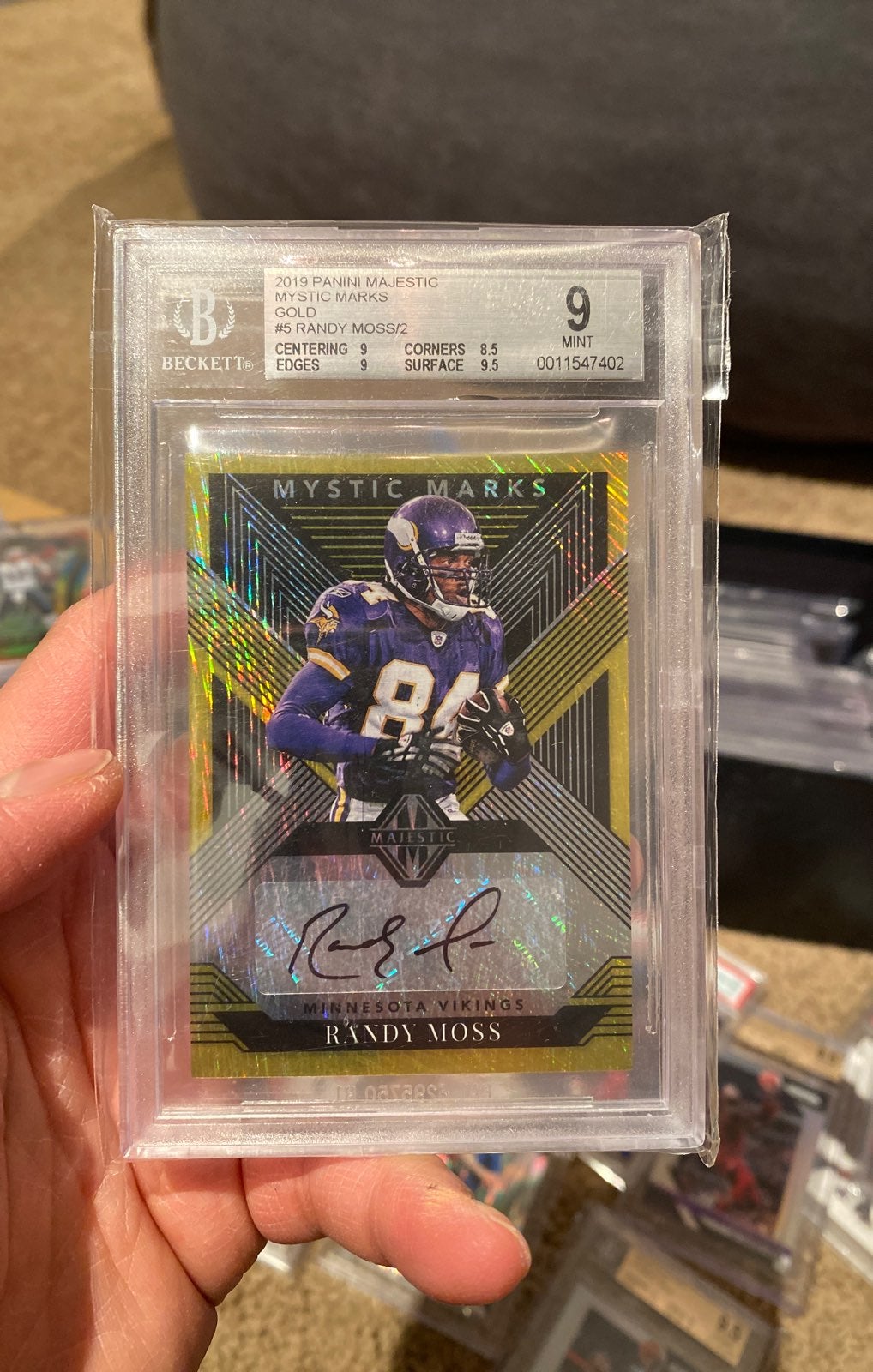 Randy Moss gold gem mint 9 auto
