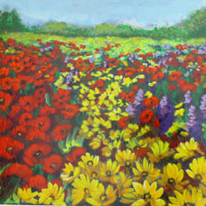 Tamara Spolianski, Flower Landscape I Limited Edition Serigraph Hand signed