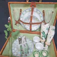 23 pcs Gibson wicker picnic basket set service for 2, tableware set, dinner set