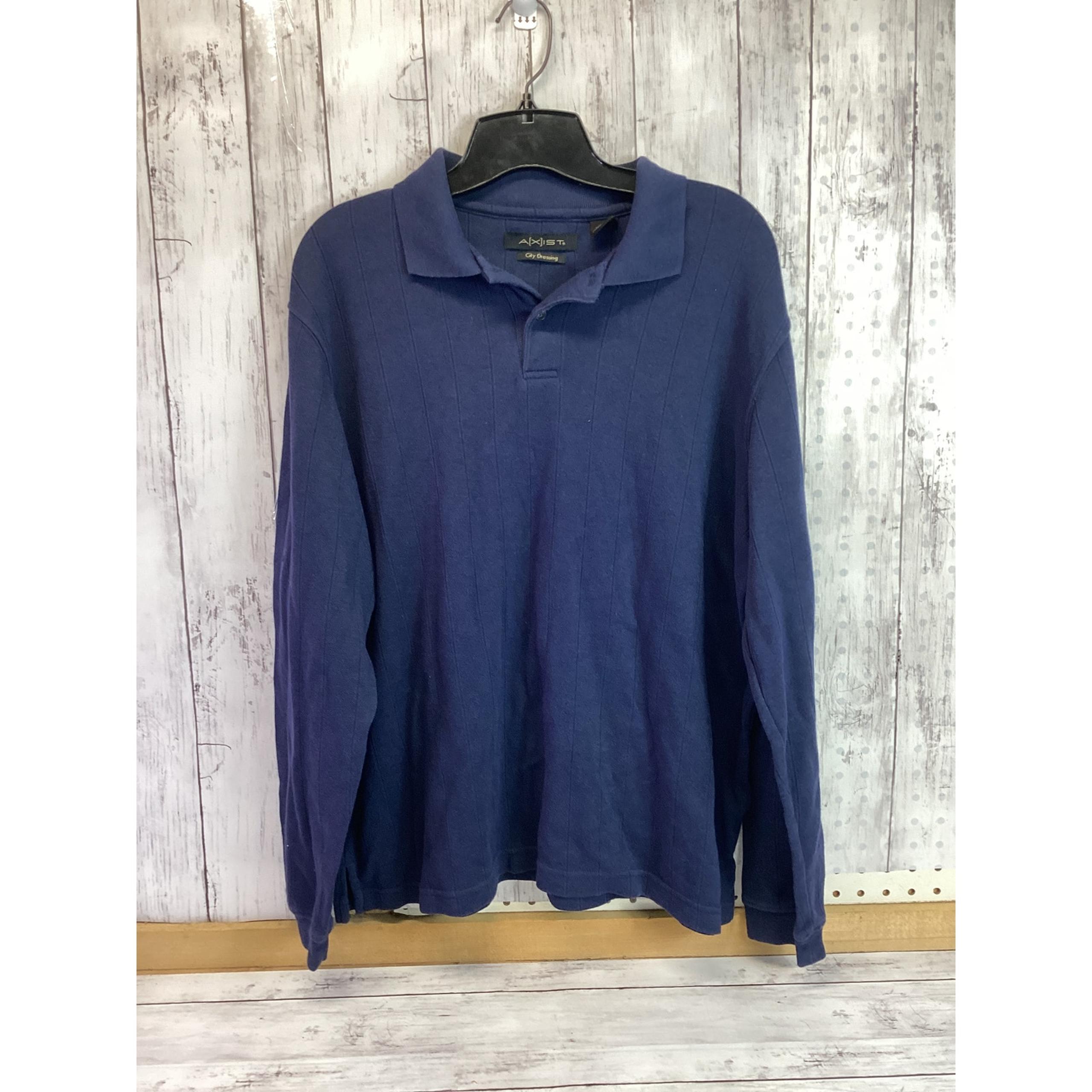 Axist City Dressing Men’s Long Sleeve Sweater Blue Collared Knit Polo Size Large