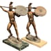 VTG LOT OF 2- LEONIDAS STATUES W/SPEARS & SHEILDS-GREECE-HEAVY--12”