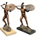 VTG LOT OF 2- LEONIDAS STATUES W/SPEARS & SHEILDS-GREECE-HEAVY--12”