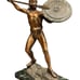 VTG LOT OF 2- LEONIDAS STATUES W/SPEARS & SHEILDS-GREECE-HEAVY--12”