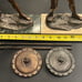 VTG LOT OF 2- LEONIDAS STATUES W/SPEARS & SHEILDS-GREECE-HEAVY--12”